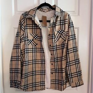 Burberry print shacket fleece lined size medium